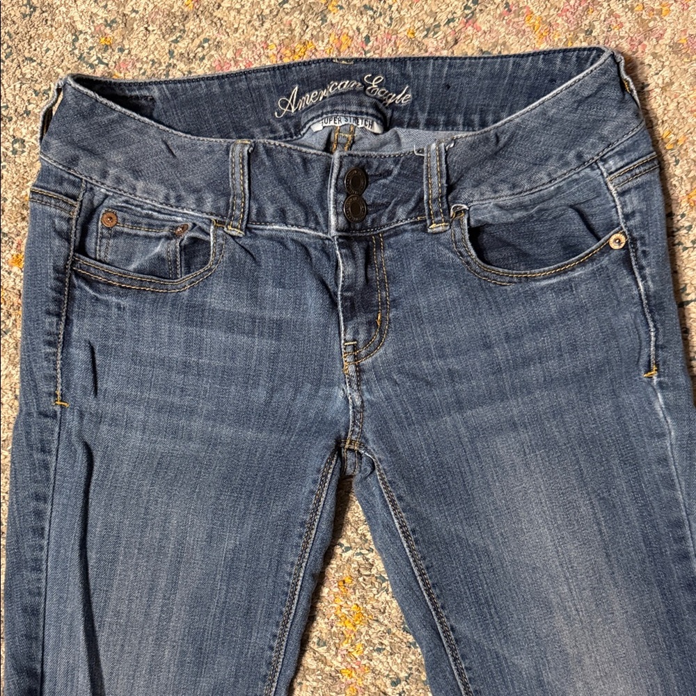 Y2K American Eagle Outfitters Vintage Lowrise Super Soft Boot Cut Jeans 4 Long - Picture 2 of 9